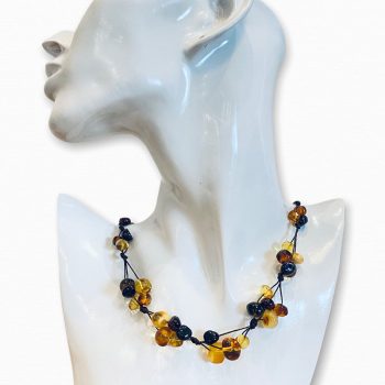 Multicoloured amber bubble necklace