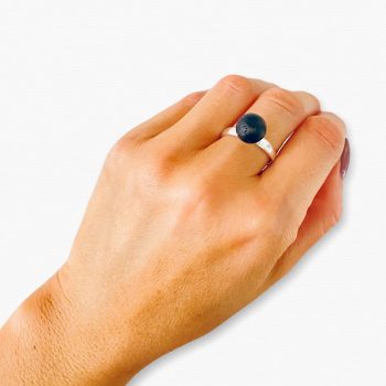 Black matt natural Baltic amber ring