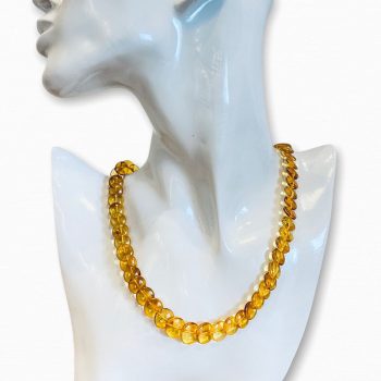 Luxury clear amber disc necklace