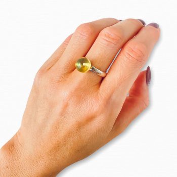 Clear matt natural Baltic amber ring
