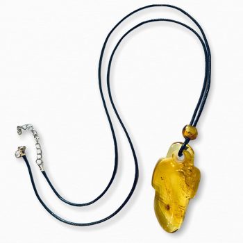 Men's neck pendant with clear amber cross