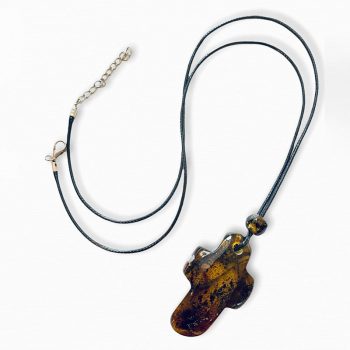 Men's neck pendant with dark amber cross