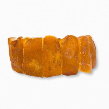 Amber bracelet made of natural amber pieces with bark