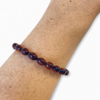 Hand-turned natural Baltic amber plum bracelet