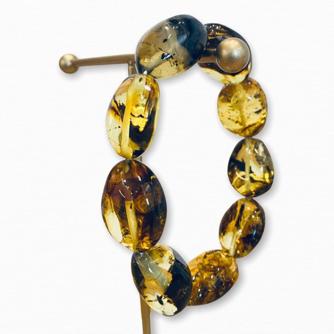 Clear moss amber bracelet