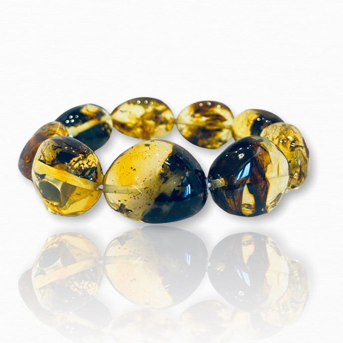Clear moss amber bracelet
