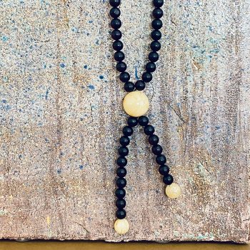 Matte very dark cherry amber necklace