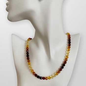 Multicoloured faceted amber necklace