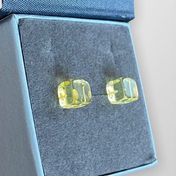 Light clear amber square earrings with twists