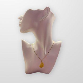 Stylish sail-shaped light yellow amber necklace