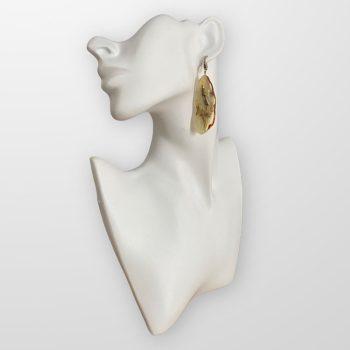 Stylish yellowish amber earrings in chunky shapes