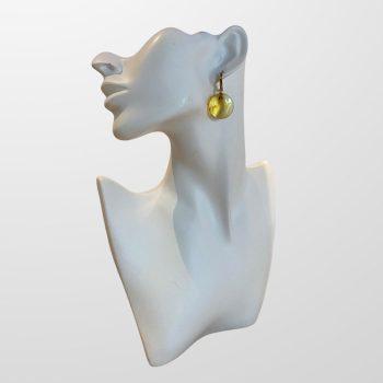 Stylish flat round clear yellow amber earrings