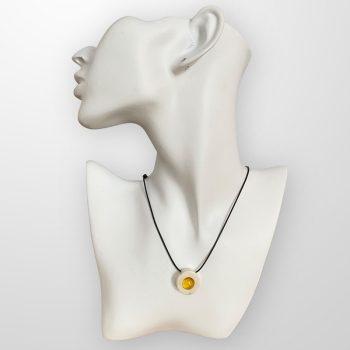 Men's expressive moose horn and clear amber necklace