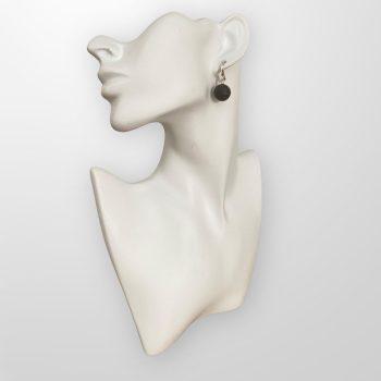 Stylish bubble-shaped matt black amber earrings