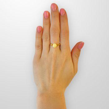 Fine yellow faceted amber earring peg and ring set
