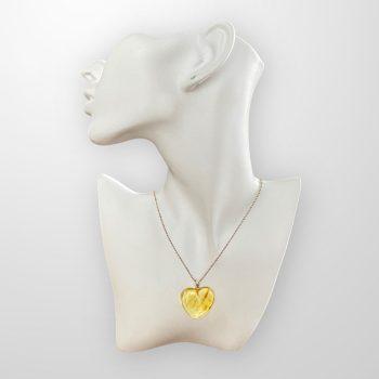 Stylish and youthful loose striped amber heart necklace