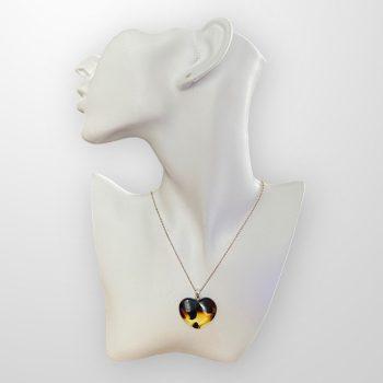 Stylish and youthful cognac-hued amber heart necklace