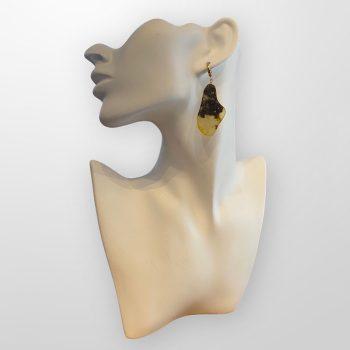 Stylish wavy cut amber matt yellow amber earrings