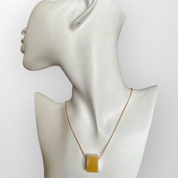 Delicate and elegant rectangular elk horn and yellow amber necklace