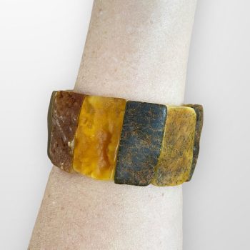 Impressive men's amber bracelet with bark