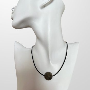 Men's amber neck pendant in grey with an ideal spherical shape