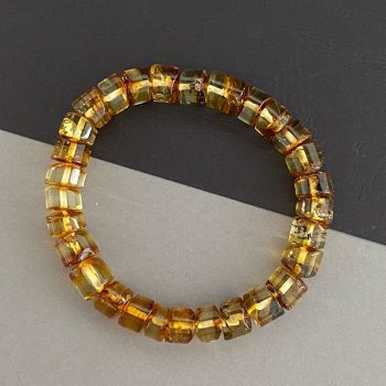 Men's amber bracelet with natural rhinestones