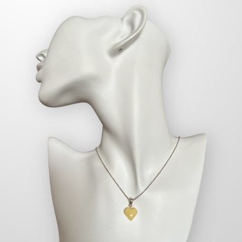 Dainty heart-shaped yellow amber necklace