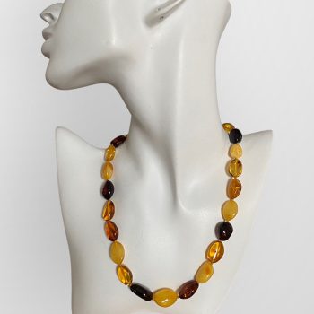 Stylish mixed amber bean necklace