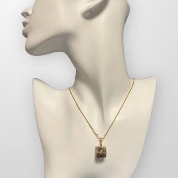 Stylish flat speckled amber cube neck pendant