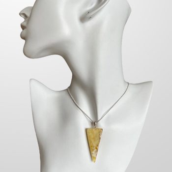 Expressive tapering triangular landscape amber neck pendant