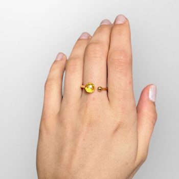 Chic clear faceted amber earrings and ring set