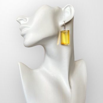 Expressive cylindrical yellow amber earrings