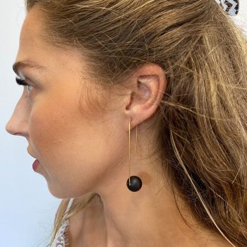 Futuristic bubble earrings in matte black amber