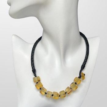 Stunning clear matt cube amber bracelet that can transform into a necklace
