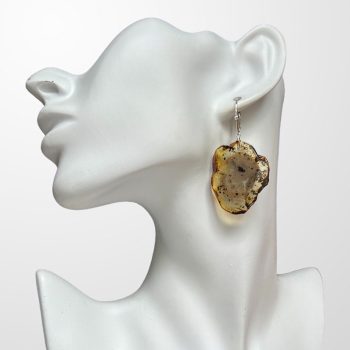 Expressive amber earrings with abstract shape in shades of yellow
