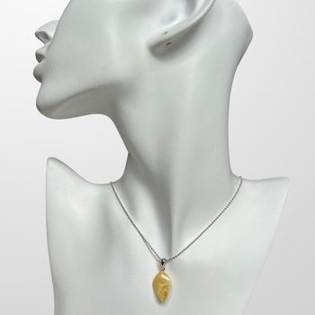 Youthful yellow amber ring and pendant set