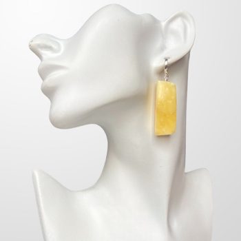 Elegant royal amber earrings in elongated abstract shapes