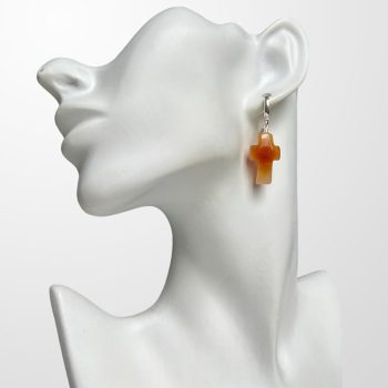 Adorable caramel amber earrings in the shape of crosses