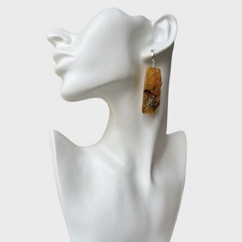 Elegant landscape amber earrings with natural bark