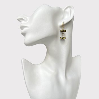 Chic dangling faceted greenish amber earrings