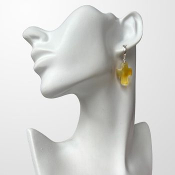 Fine yellow amber earrings - crosses