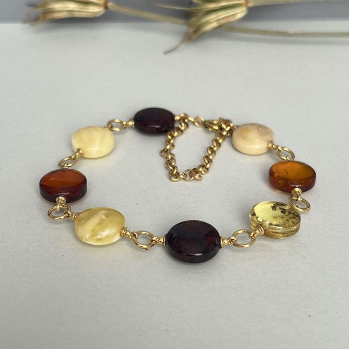 Elegant amber coil bracelet in various colours