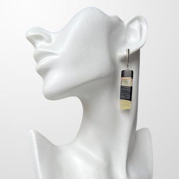 Elegant clear and yellow amber earrings with black oak