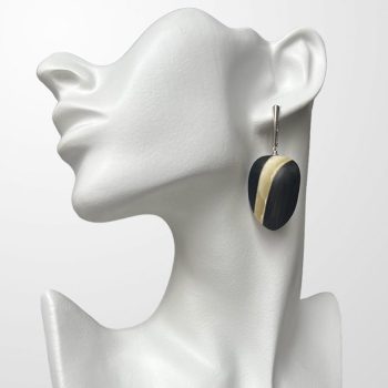 Gorgeous black oak and matt yellow amber earrings