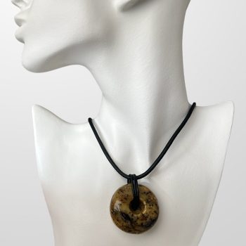 Stylish amber and moss necklace - amulet