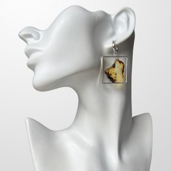 Delicate framed cut amber earrings