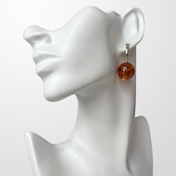 Playful honey coloured amber earrings - bubbles