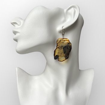 Charming yellowish cut amber earrings