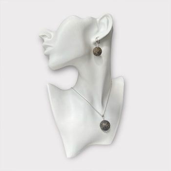 Fine set of frosted foam amber earrings and necklace pendant