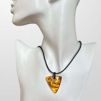Gorgeous clear amber neck pendant on leather cord
